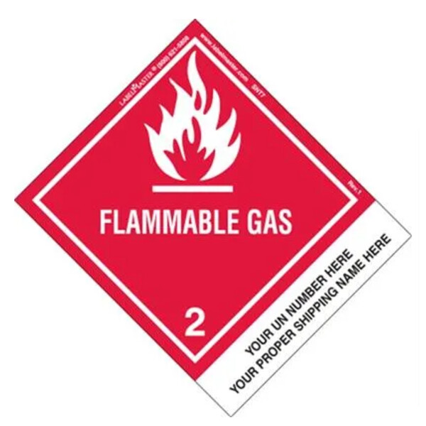 	Personalized Flammable Gas Shipping Name Label, Paper, Standard Tab