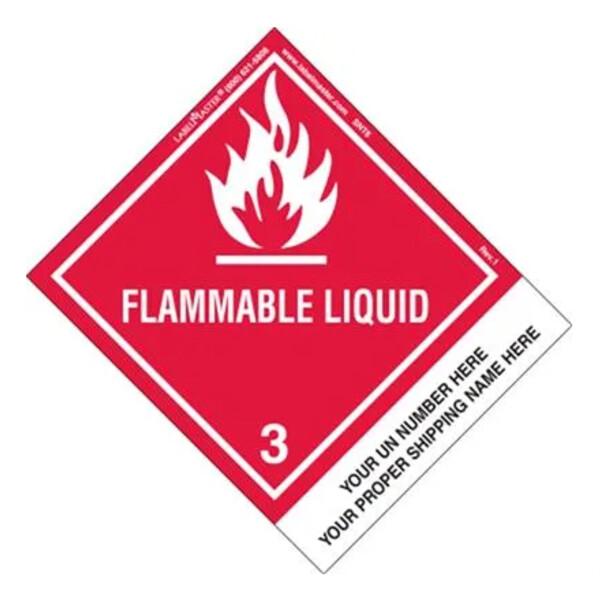 	Personalized Flammable Liquid Shipping Name Label, Paper, Standard Tab