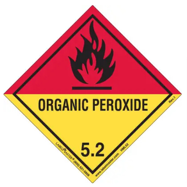 Organic Peroxide Label, Worded, PVC-Free Film, Roll of 500
