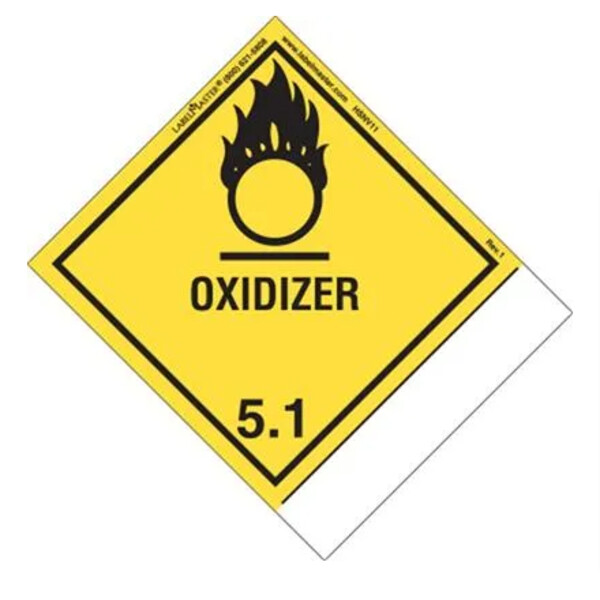Oxidizer Label, Blank, Shipping Name, PVCF, Standard Tab