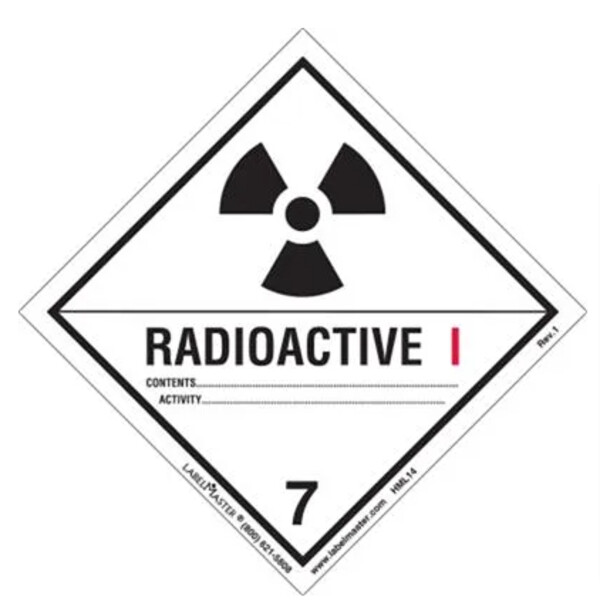 Radioactive I Label, Worded, PVC-Free Film, Roll of 500