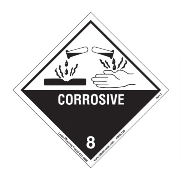 Corrosive Label, Worded, PVC-Free Film, Roll of 500