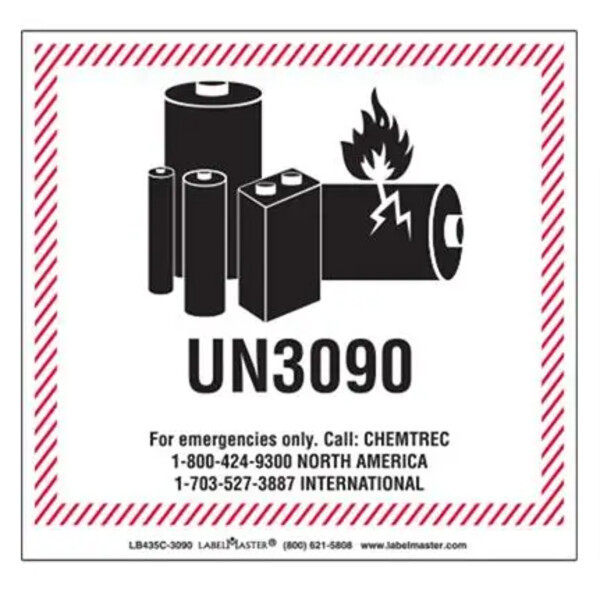 CHEMTREC UN3490 Lithium Battery Handling Marking, 100mm x 100mm, Paper 