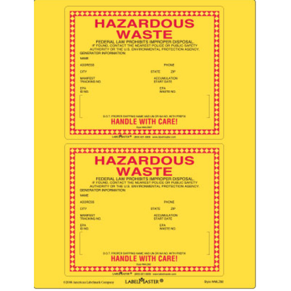 Standard Waste Label, Laser Vinyl, 6