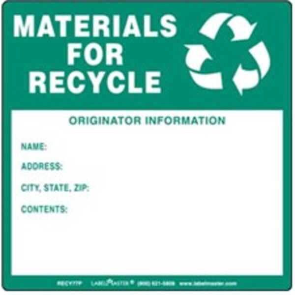 Materials for Recycle Label, Blank, Laser Imprintable Vinyl