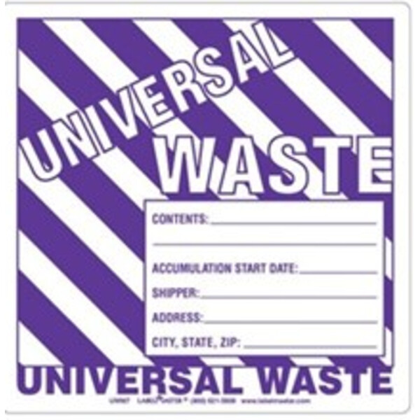 Universal Waste Label w/Generator Info, Stock PVC-Free Film