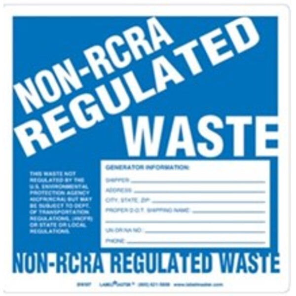 Non-RCRA Regulated Waste Label, w/Generator Info, Stock PVCF