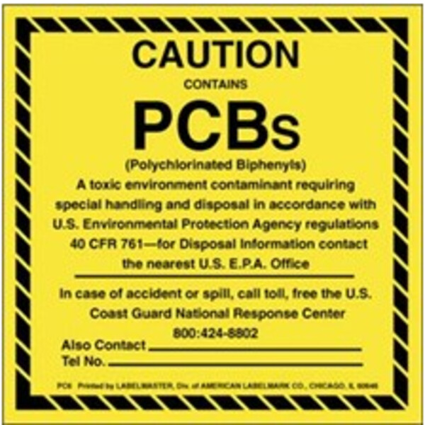 Caution Contains PCBs Label, 6