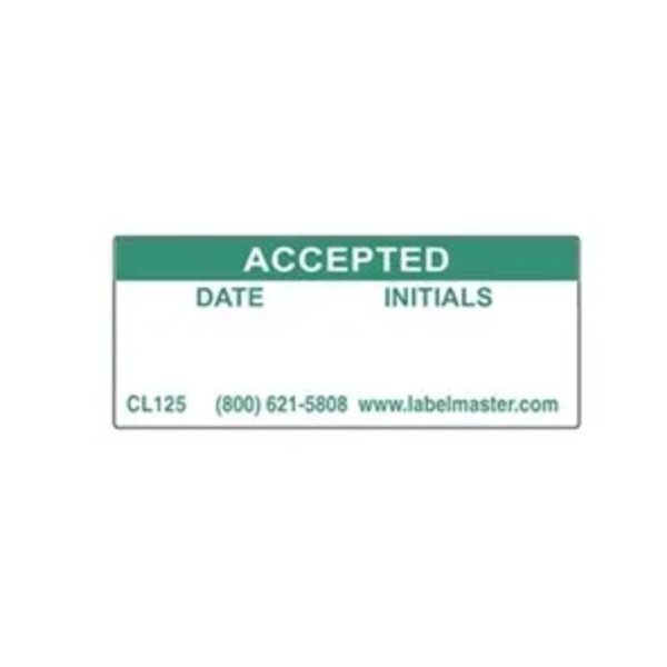 Accepted Warehouse Label, Paper, 1 3/4