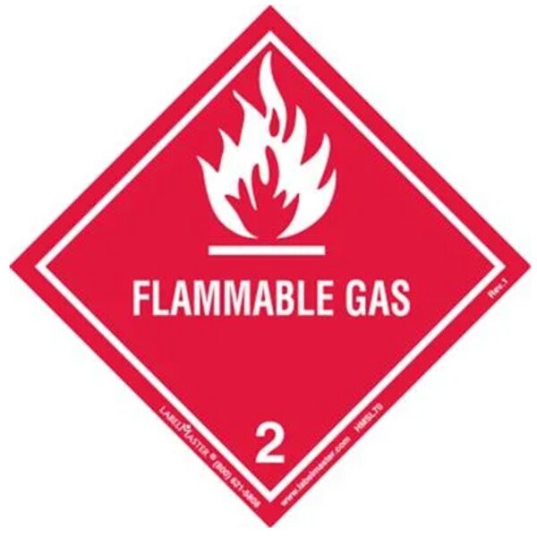 Flammable Gas Label, Worded, Paper, Roll of 50 Thumbnail