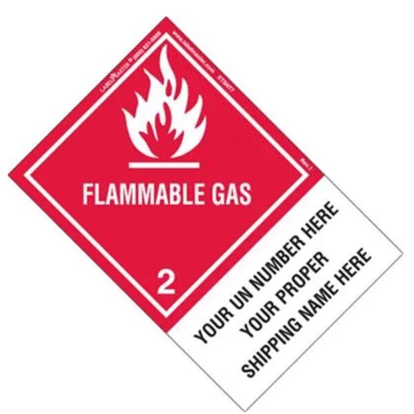 Personalized Flammable Gas Shipping Name Label, Paper, Extended Tab Thumbnail