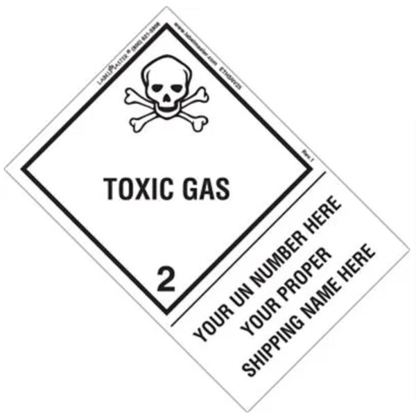 PERSONALIZED TOXIC GAS LABEL, SHIPPING NAME, PVC-FREE FILM, EXTENDED TAB Thumbnail