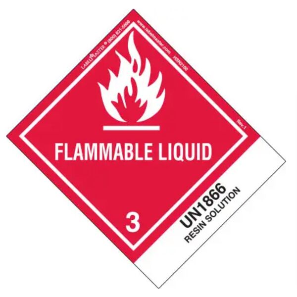 Flammable Liquid Label, UN1866 Resin Solution, Paper Thumbnail