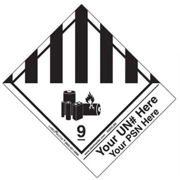 Personalized Hazard Class 9 Lithium Battery Label, Paper, Standard Tab  Thumbnail