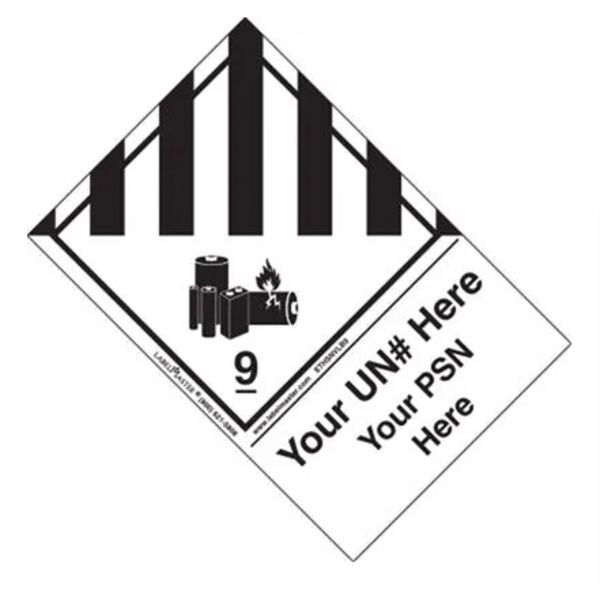 Hazard Class 9 Lithium Battery Label, Personalized, Extended Tab, Paper, Roll of 500 Thumbnail