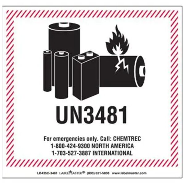 CHEMTREC UN3480 Lithium Battery Handling Marking, 120mm x 110mm, Paper  Thumbnail