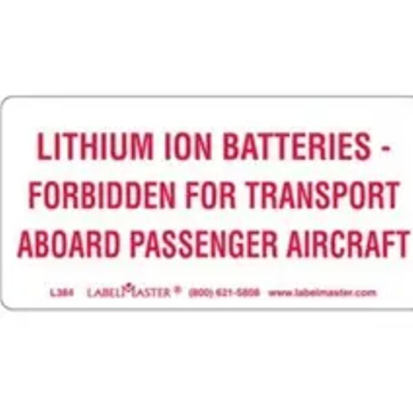 DOT LITHIUM ION BATTERY MARKING, PAPER, 4" X 2" Thumbnail