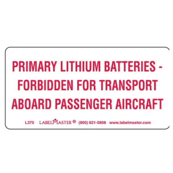 DOT LITHIUM BATTERY MARKING, PAPER, 4" X 2" Thumbnail