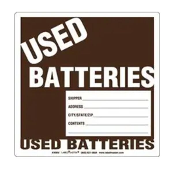 USED BATTERIES LABEL, PVC-FREE FILM, STOCK Thumbnail