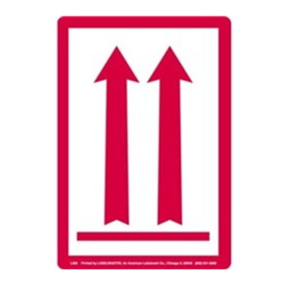 RED ARROWS UP AIR LABEL, PVC-FREE FILM 2 15/16" X 4 1/8" Thumbnail