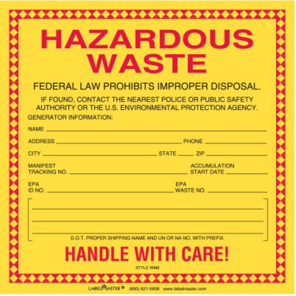 Standard Waste Label, Stock PVC-Free Film, 6" x 6", Pack of 100 Thumbnail