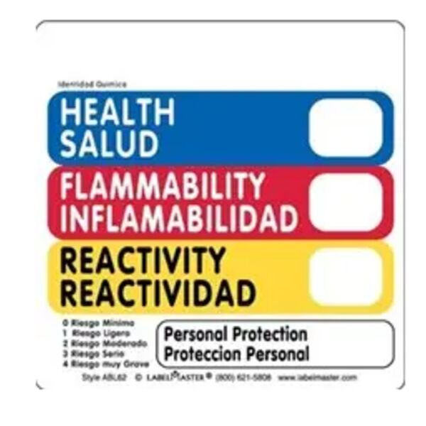 Bilingual Hazcom (THIS®) Label, 4" x 4" Paper Personalized Thumbnail