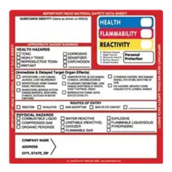 Container Target Organ Hazcom (THIS®) Label, 6" x 6" Vinyl Thumbnail