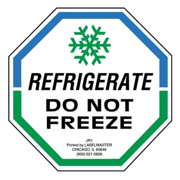 Refrigerate, Do Not Freeze Label, Paper, 3" x 3" Thumbnail