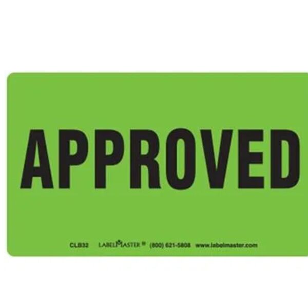 Approved Label, 5" x 3" Thumbnail