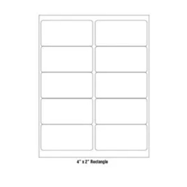 Blank Label, Rectangle, 4" x 2", White, Laser Paper, Pack of 100 Thumbnail