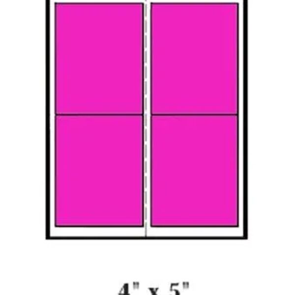 Blank Label, Rectangle, 4" x 5", Pink, Fluorescent Paper, Pack of 100 Thumbnail