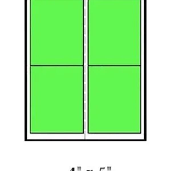 Blank Label, Rectangle, 4" x 5", Green, Fluorescent Paper, Pack of 100 Thumbnail