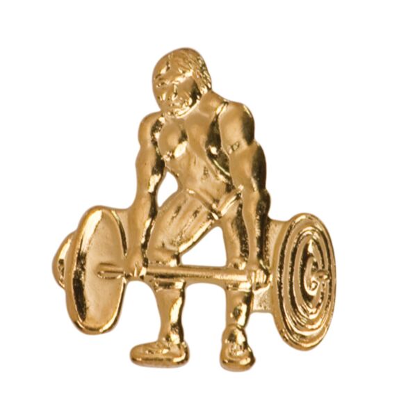 Weight Lifter Varsity Letterman Jacket Chenille Lapel Metal Pin Thumbnail