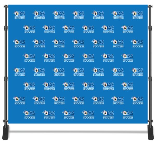 Step & Repeat Backdrop Banner, Frame & FREE Carrying Case 8'x8' Thumbnail