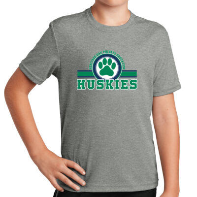 Sport Tek YST340 Heritage Oak Spiritwear Dry Fit Huskies Paw Tee Thumbnail