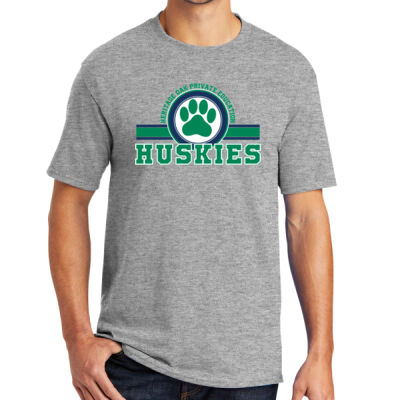 Port & Co. PC55 Heritage Oak Spiritwear 50/50 Cotton Poly Blend Huskies Paw Tee Thumbnail