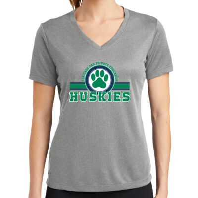 Sport Tek LST340 Heritage Oak Spiritwear Dry Fit Huskies Paw Tee Thumbnail