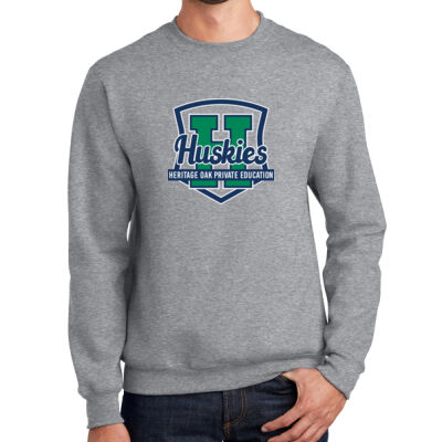 Port & Co. PC90 Heritage Oak Spiritwear Crewneck Huskies Shield Sweatshirt Thumbnail