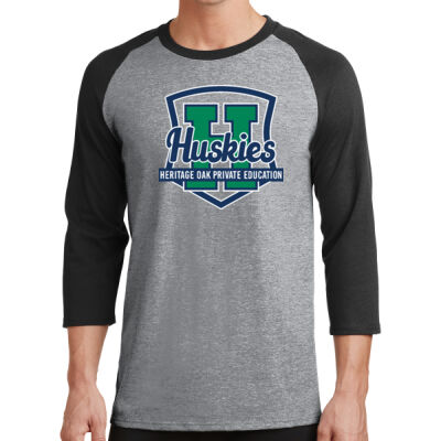 Port & Co. PC55RS Spiritwear 3/4 Sleeve Raglan Huskies Shield Sweatshirt Thumbnail