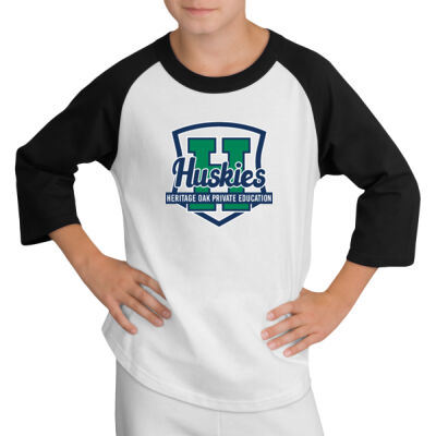 Sport Tek YT200 Spiritwear 3/4 Sleeve Raglan Huskies Shield Sweatshirt Thumbnail
